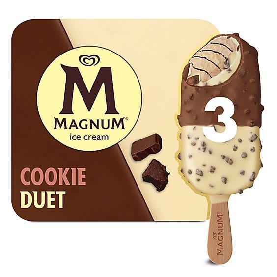 Magnum Cookie Duet ice cream bar box with chocolate and vanilla ice cream bar image